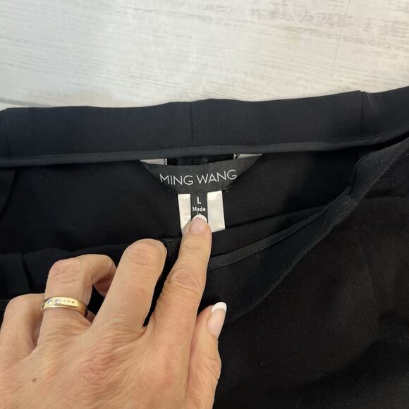 Ming Wang Trouser Pants size Large Black Stretch Casual Career Capri - Picture 3 of 8